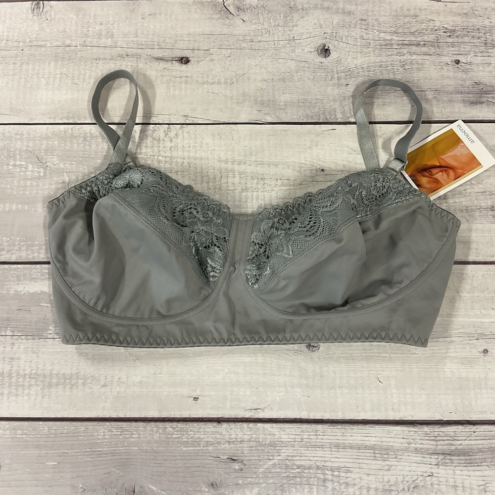 Amoena Mastectomy Bra Womens 38DD Keily Grey Wireless Soft Cup  NEW
